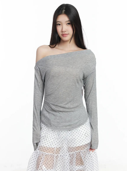 asymmetrical-off-shoulder-top-im504 / Gray