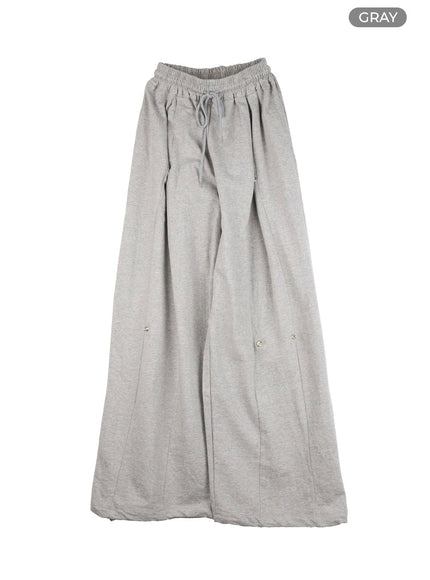 pintucked-wide-leg-sweatpants-ig405 / Gray