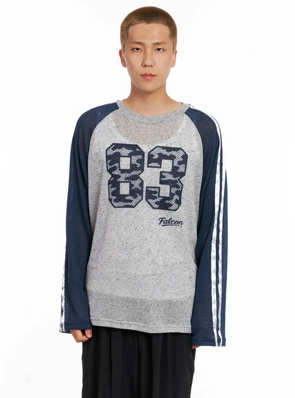 mens-graphic-mesh-long-sleeve-tee-il521 / Gray