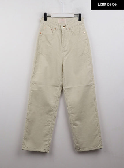 cozy-solid-corduroy-straight-pants-cj412 / Light beige