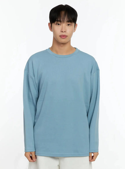 mens-oversized-basic-long-sleeve-top-in506 / Light blue