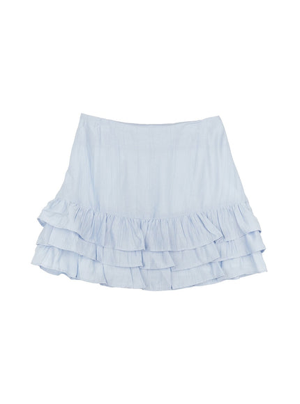layered-frill-flare-mini-skirt-im525 / Light blue