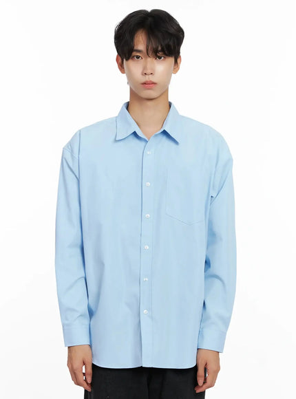 mens-classic-button-up-shirt-io516 / Light blue