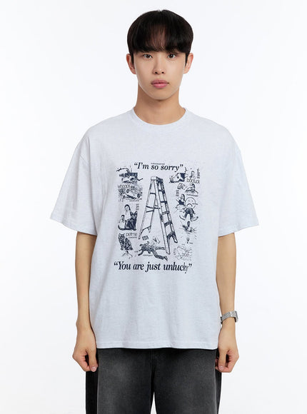 men-s-sketch-graphic-t-shirt-iy530 / Light gray