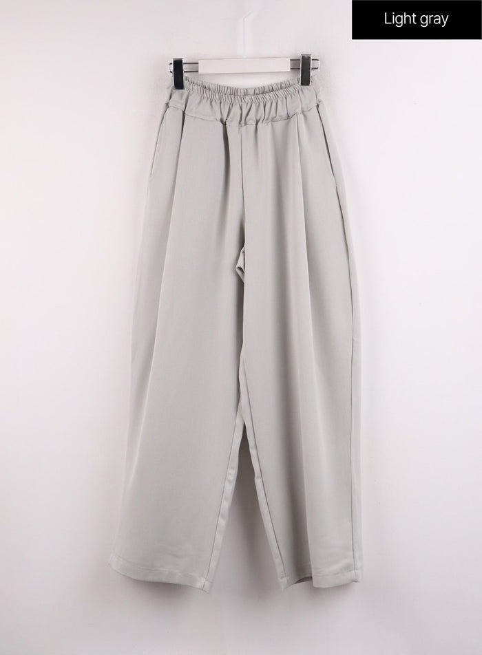 solid-elastic-waist-trousers-if402 / Light gray