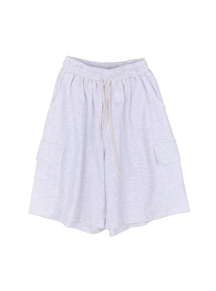 men-s-cargo-comfort-wide-leg-sweatshorts-iy529 / Light gray
