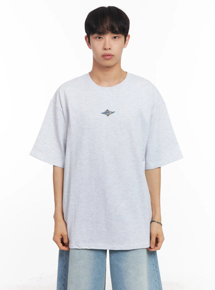 mens-small-graphic-oversize-tee-iu518 / Light gray