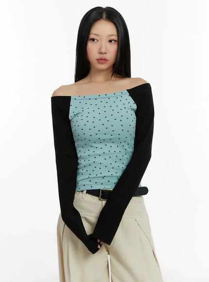 casual-patterned-off-shoulder-top-id526 / Mint