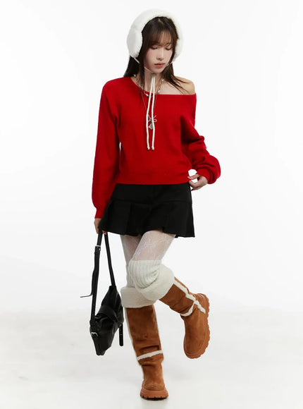 wide-neck-crop-sweater-id525 / Red