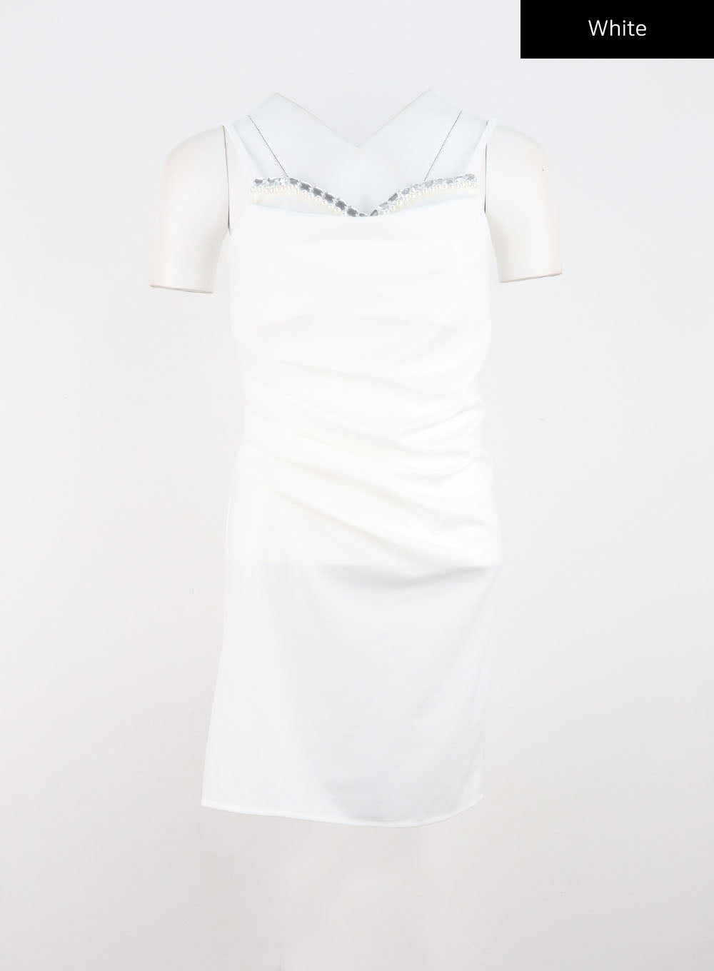 beaded-mini-strap-dress-io310 / White