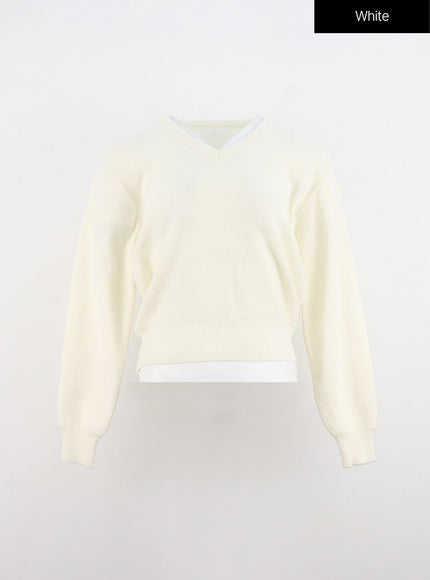 v-neck-sweater-io320 / White