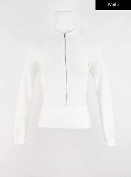 slim-fit-crop-zip-up-io326 / White