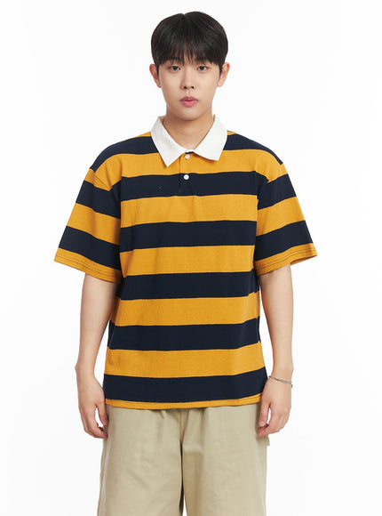 mens-striped-polo-tee-ia529 / Yellow