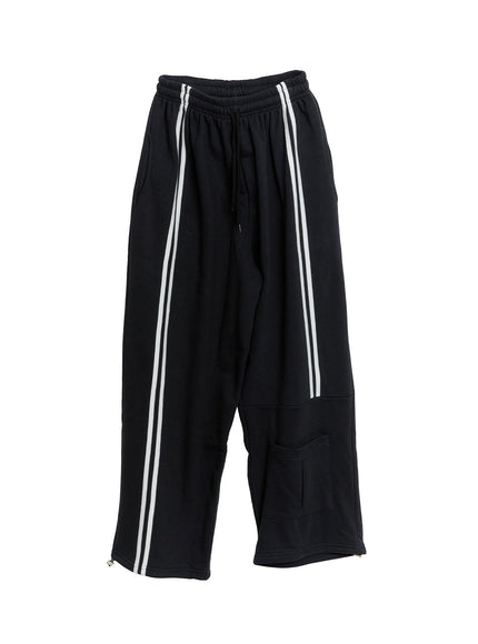 stripe-pocket-sweatpants-if510 / Black