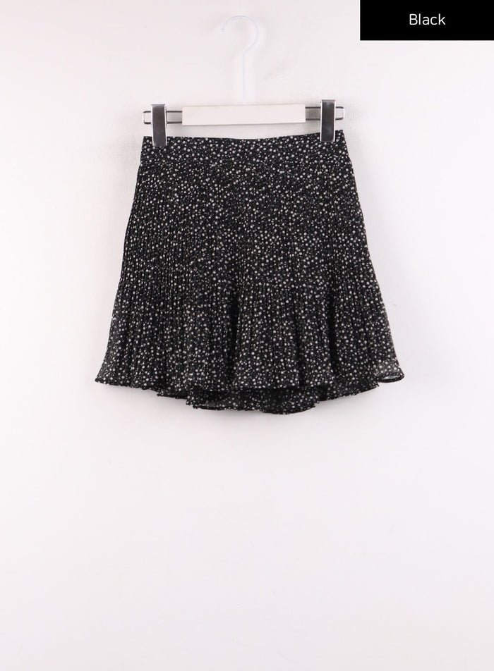 floral-flare-mini-skirt-ij430 / Black
