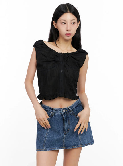 off-shoulder-puff-sleeve-blouse-ig508 / Black