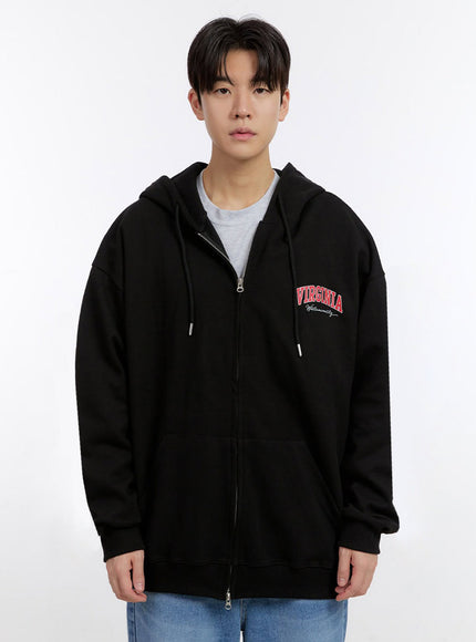 mens-logo-zip-up-hooded-jacket-im525 / Black