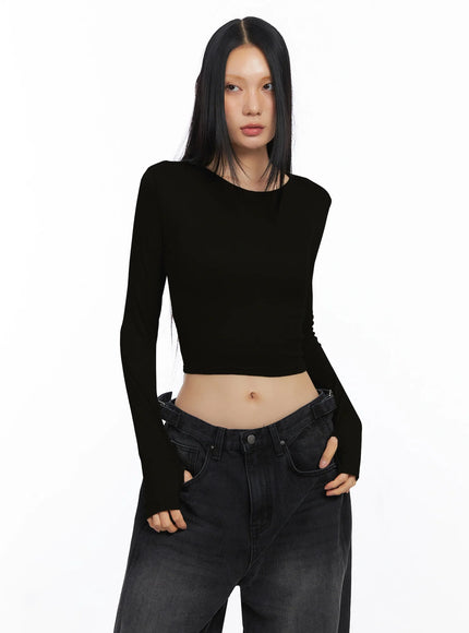 Ribbed Long Sleeve Crop Top CO517