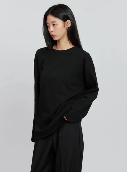 Casual Long Sleeve Oversized Tee IN507