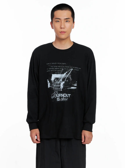 mens-graphic-long-sleeve-tee-is509 / Black