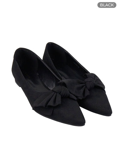 suede-ribbon-flats-io409 / Black