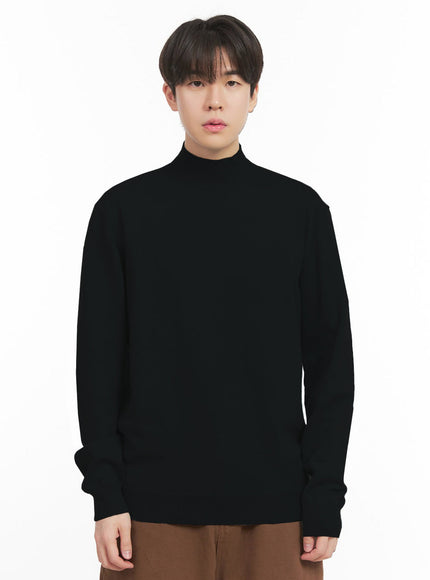 mens-mock-neck-sweater-ij517 / Black