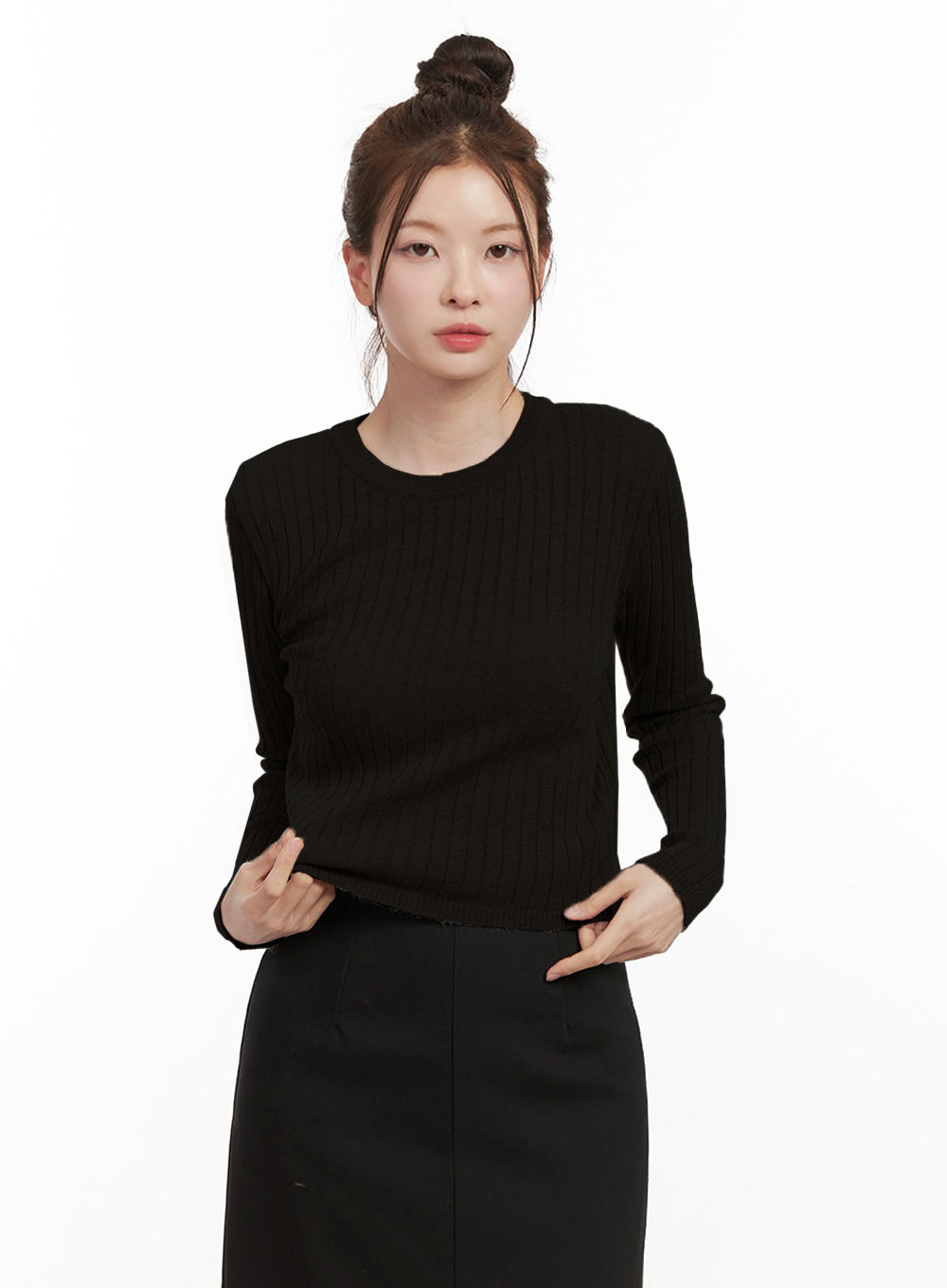 ribbed-cropped-sweater-if505 / Black