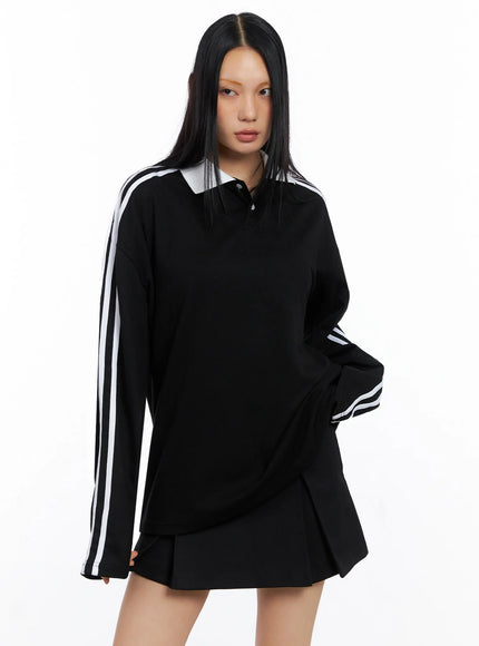 collar-oversized-top-co516 / Black