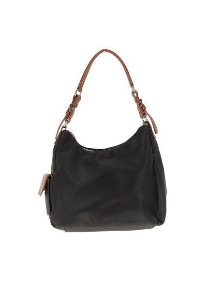 faux-leather-pocket-shoulder-bag-iy508 / Black