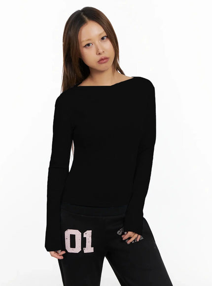 Shirred Boat Neck Top IN528