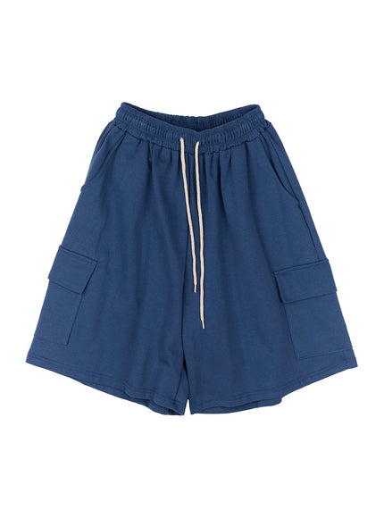 men-s-cargo-comfort-wide-leg-sweatshorts-iy529 / Blue