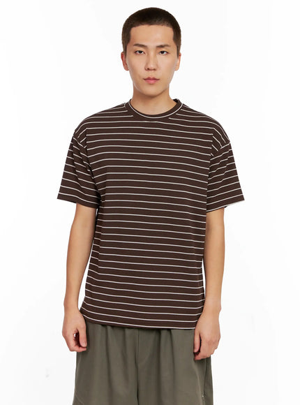 mens-striped-relaxed-fit-tee-ig511 / Brown