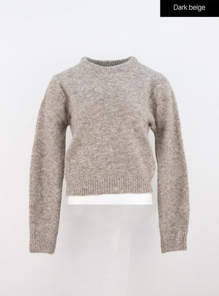 crew-neck-knit-sweater-in308 / Dark beige