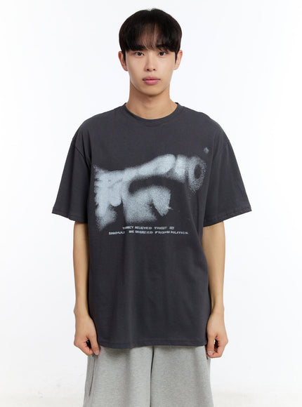 men-s-casual-graphic-t-shirt-iy529 / Dark gray