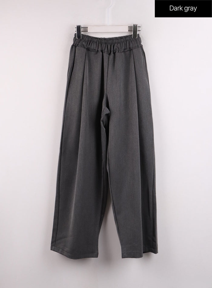 solid-elastic-waist-trousers-if402 / Dark gray