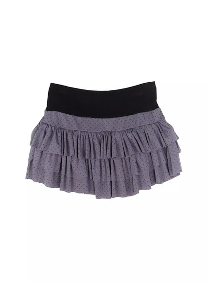 polka-dot-ruffle-mini-skirt-if505 / Dark gray