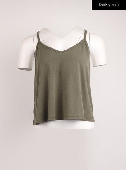 solid-v-neck-cami-top-ij411 / Dark green