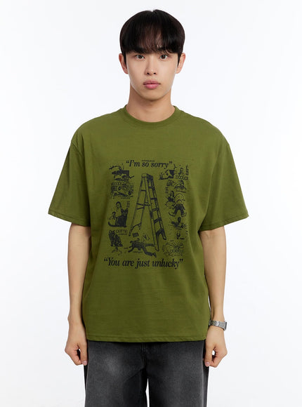 men-s-sketch-graphic-t-shirt-iy530 / Dark green