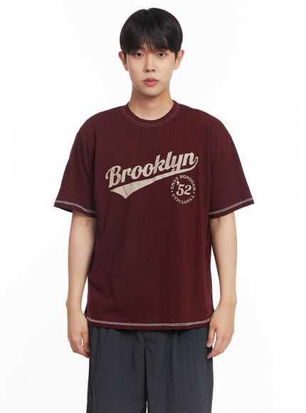mens-brooklyn-stitched-t-shirt-iy522 / Dark red