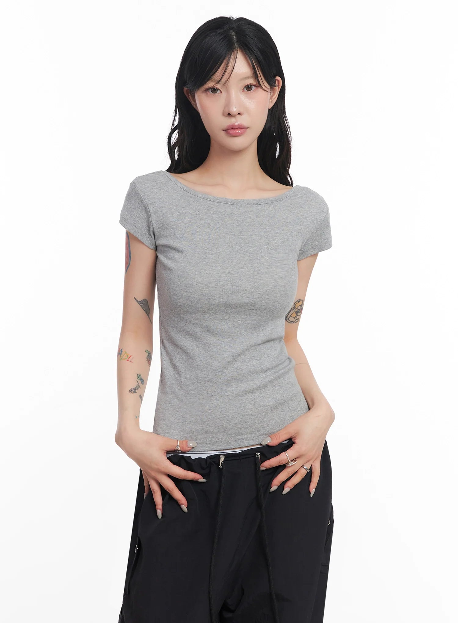 cap-sleeve-t-shirt-ic503 / Gray