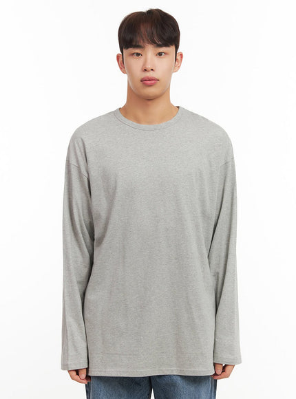 mens-essential-oversized-long-sleeve-t-shirt-if517 / Gray