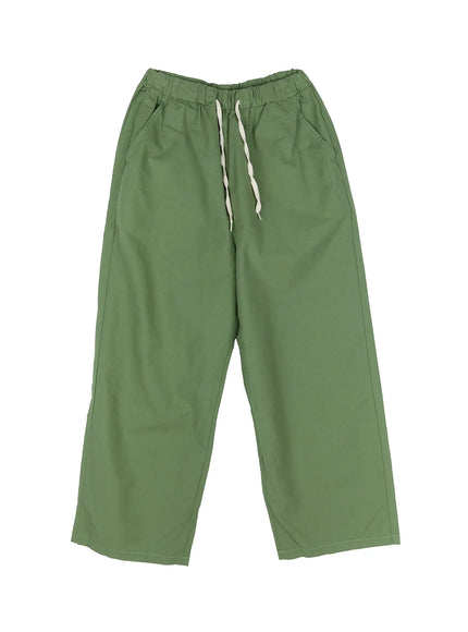 mens-wide-leg-cotton-pants-ig512 / Green