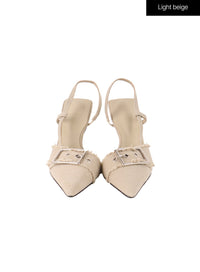 buckle-pointed-toe-heels-if413 / Light beige