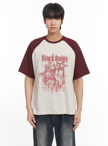 Men's Loose-Fit Graphic Raglan T-Shirt IA511