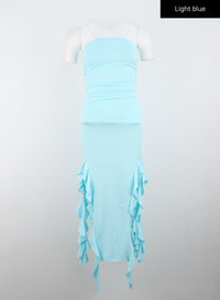 long-ruffled-dress-io310 / Light blue