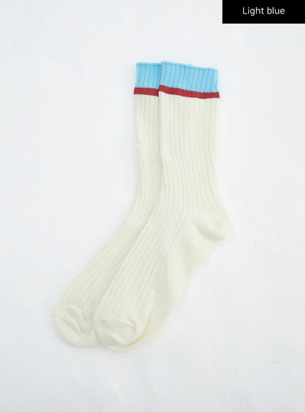 color-block-knit-socks-in316 / Light blue