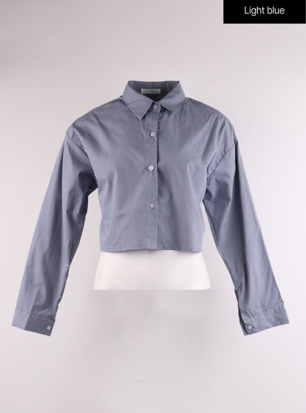 basic-crop-collar-shirt-if402 / Light blue