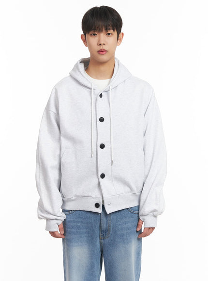 mens-buttoned-hoodie-im517 / Light gray