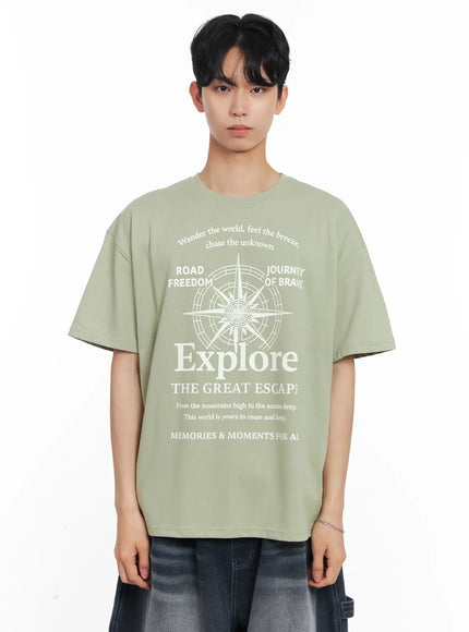 mens-explore-graphic-tee-il504 / Light green