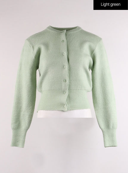 round-neck-buttoned-cardigan-if402 / Light green